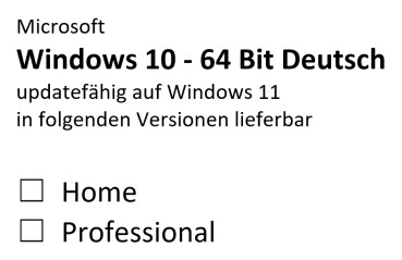Microsoft Windows 10 64 Bit Deutsch - Home oder Professional wählbar