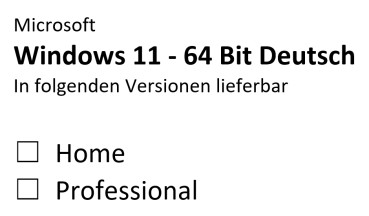Microsoft Windows 11 64 Bit Deutsch - Home oder Professional wählbar